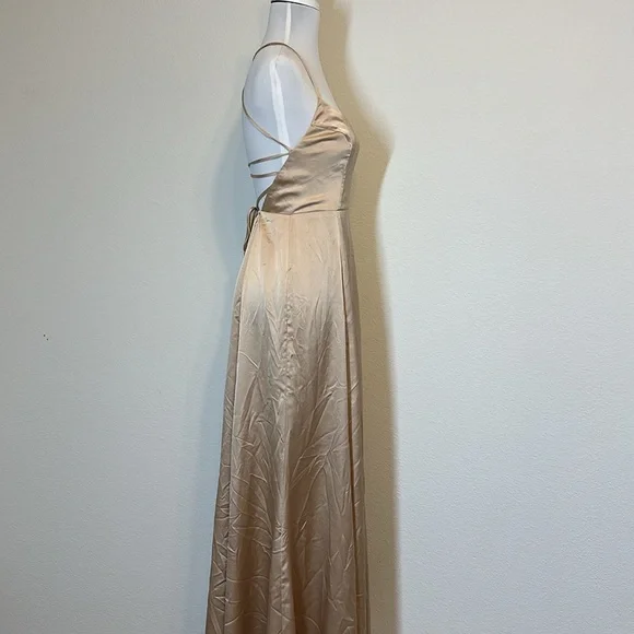 Show Me Your MuMu Gold Satin Dress - Picture 6 of 10